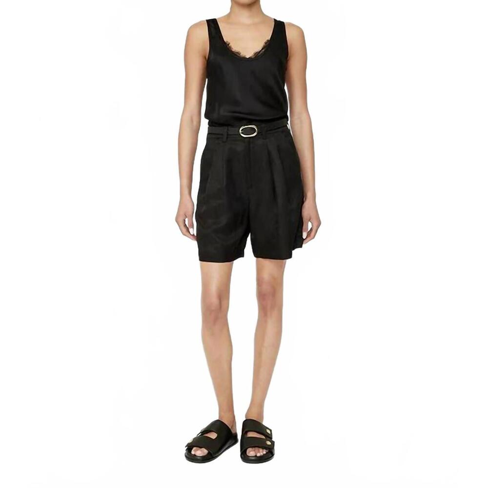 NEW ANINE BING carrie high rise shorts in black